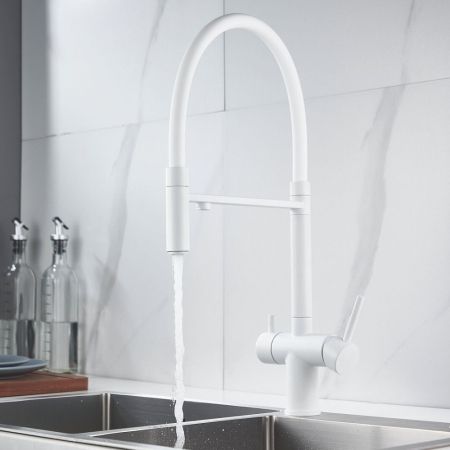 Смеситель для кухни с подключением фильтра Shevanik S178C, белый