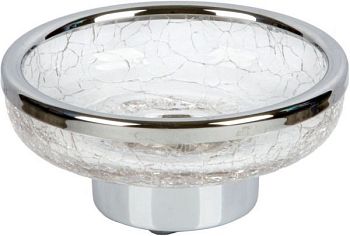 Surya Crystal, мыльница на металлическом основании 11,5х11,5хh4,5 см, эффект битого стекла, цвет хром