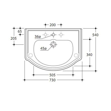 KERASAN Retro 73, раковина 73*54см с 1 отв., цвет: черный глянцевый