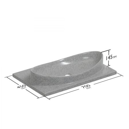 Умывальник на мебель "Вега 70"  ЛИТОЙ МРАМОР, вулканический-серый, артикул 900143