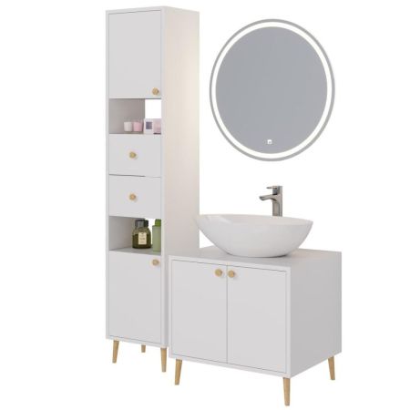 Тумба с раковиной напольная Dreja Luno 60 см, белый, артикул 99-2001-com