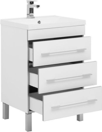 Тумба с раковиной Aquanet Верона 60 белый (напольная 3 ящика), артикул 00287668