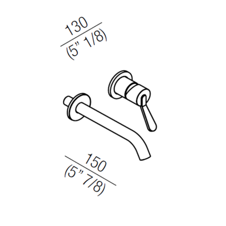 Agape Fez 2 Настенный смеситель для раковины, однорычажный, илив: 150мм, цвет: белый, артикул AFEZ011Z