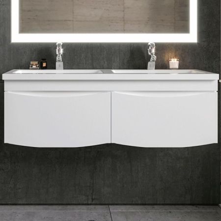 Тумба под раковину Бриклаер Вега 125 подвесная Белый глянец, артикул 4627125414084