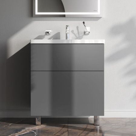 M90FSX07522GM32 GEM, База под раковину, напольная, 75 см, 2 ящика push-to-open, графит матовый, артикул M90FSX07522GM32