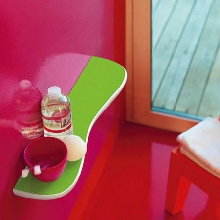 LAUFEN Florakids Полка «облако» подвесная керамическая 550x130x55 мм, белый и зеленый, артикул 8.7703.1.072.000.1