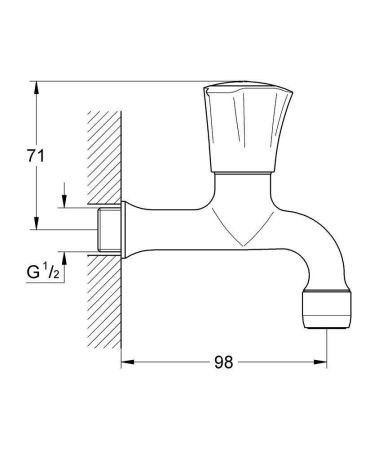 Вентиль для кухни GROHE Costa L, без функции смесителя, хром (30098001), артикул 30098001