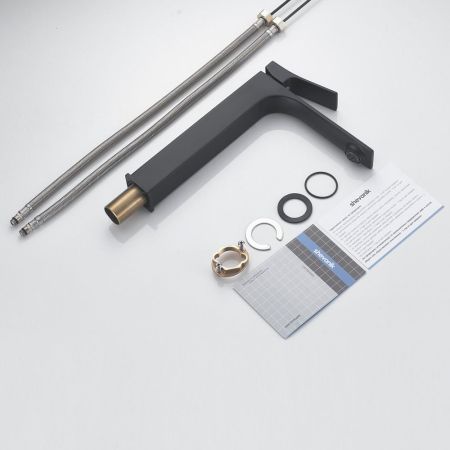 Смеситель для раковины высокий Shevanik S6111H, черный, артикул S6111H