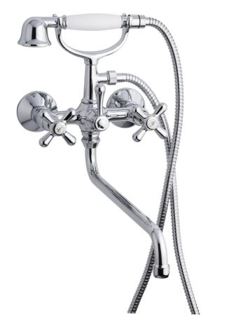 Смеситель Deco Classic с длинным изливом (35см) и ручным душем для ванной, цвет бронза