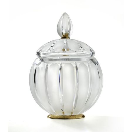 3SC MONTBLANC Баночка универсальная, D15хh20 см, с крышкой, настольная, цвет: прозрачный хрусталь/золото 24к. Lucido, артикул MB48ACRGD