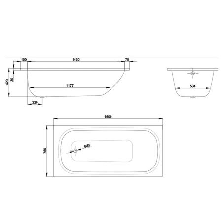BETTE FORM Ванна прямоугольная 1600х750х420 мм,  цвет белый, артикул 2943-000