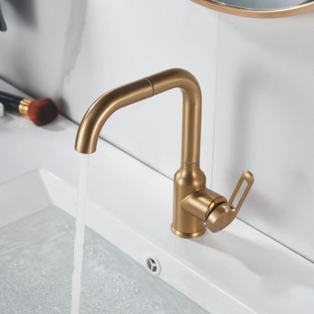 Смеситель для раковины Raffine F201G, золотой сатин