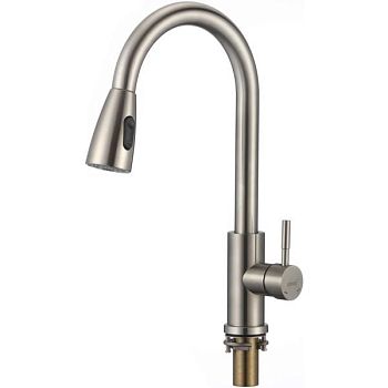 Смеситель для кухни с выдвижным изливом Savol S-002806L, сатин