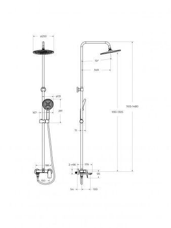 MARINO Душевая стойка со смесителем и изливом, хром MARINO-VSCM-CRM, артикул MARINO-VSCM-CRM