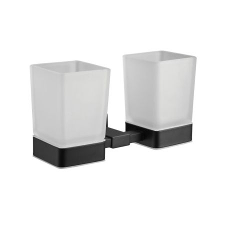 Стакан для ванной комнаты двойной Shevanik SG5622H, черный, артикул SG5622H