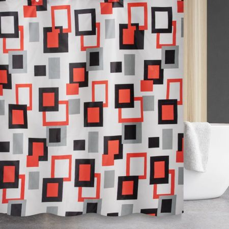 Штора для ванной комнаты Savol S-XK2018A, квадраты, артикул S-XK2018A