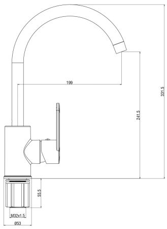 Смеситель Waterfall для кухни, R-излив, черный, артикул: WF519RB, артикул WF519RB