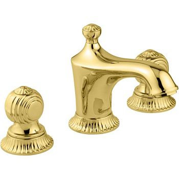 Emmevi The One Cloe, смеситель с донным клапаном для раковины на 3 отверстия. Металлические ручки, цвет золото