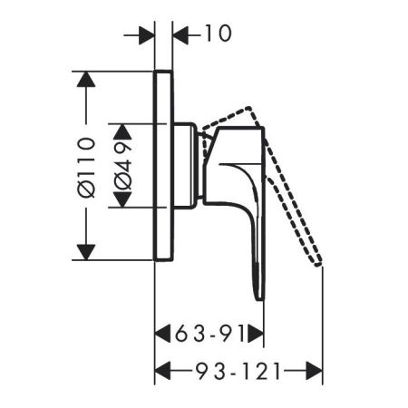 Смеситель для душа, Hansgrohe, Rebris E, тип открывания воды-однорычажный, тип регулирования воды-керамический картридж, монтаж-настенный встраиваемый, отверстия для монтажа-1, внутренняя часть-в комплекте, цвет-хром, артикул 72658000