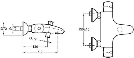 Смеситель для ванны Jacob Delafon Stomb E71071-CP с термостатом Хром