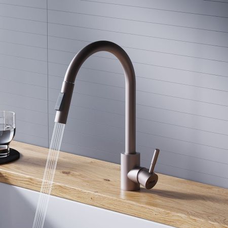 D3007511 Logic кухонный смеситель  с вытягивающимся изливом, сатин, артикул D3007511