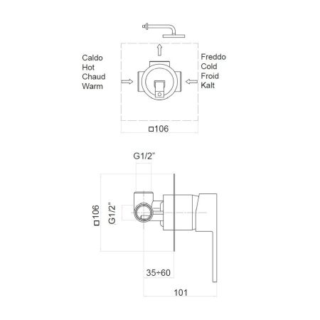 Смеситель для душа встраиваемый Webert Pegaso PE880101010, золото
