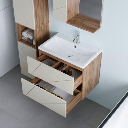 Тумба под раковину подвесная Бриклаер КРИСТАЛЛ латте, 70 см, артикул 4627125416934