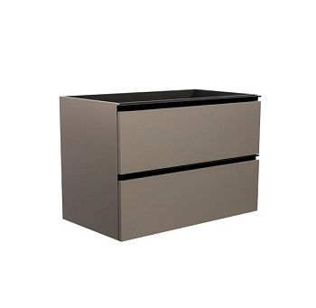 Visobath Granada, тумба 80 см, 2 ящика c черными ручками, цвет кварцевый матовый лак (Quarzo)