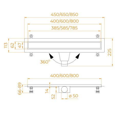 Душевой лоток Drain Leo-31Gb (400), артикул 60213140-06