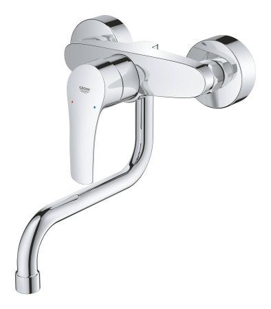 Смеситель для кухни GROHE Eurosmart 2021, настенный монтаж, вынос излива 217 мм, хром (31391003)