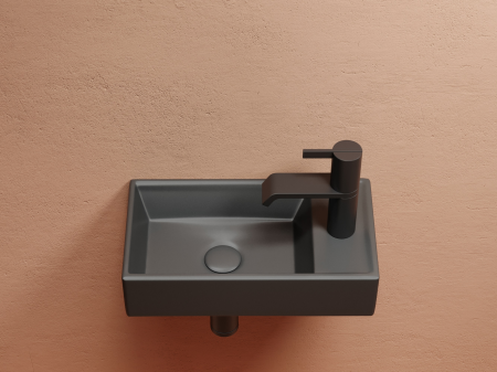 Умывальник подвесной прямоугольный (чаша слева, отверстие под смеситель справа) цвет темный антрацит матовый Элемент (Element) 407x217x100, артикул CN6051LMDH