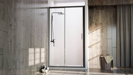 Душевая дверь Veconi Vianno VN-72B, 1500x1900, черный, стекло прозрачное, артикул VN72B-150-01-C4