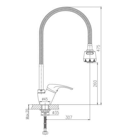 Смеситель для кухни Haiba HB4313, хром, артикул HB4313