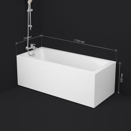 W90A-170-075W-A Gem Ванна акриловая 170x75, артикул W90A-170-075W-A