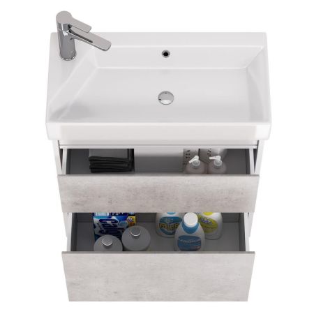 Тумба с раковиной подвесная Dreja Slim 65 см, белый/бетон, артикул 99-0503-com