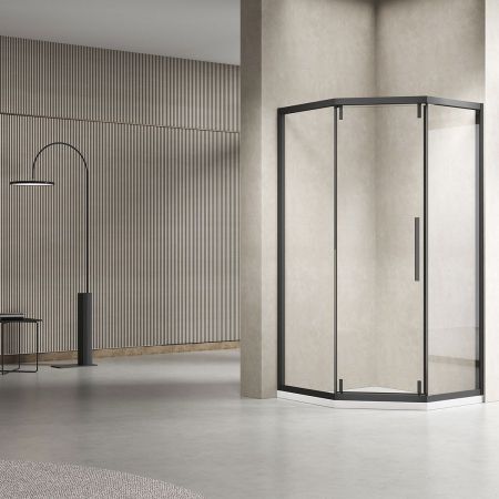 Душевой уголок Show VSP1-4SH100CLB, 1000*1000, черный, стекло прозрачное, артикул VSP1-4SH100CLB