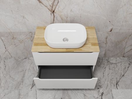 Тумба подвесная "Бали 80" 2 ящика со столешницей БЕЛЫЙ СОФТ, артикул ЛС-00002339