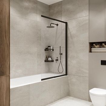 Шторка на ванну слайдер Terminus Ното 150х90, черный