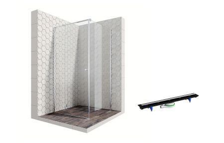 Душевой уголок Ambassador Diamond 12011103L-PR2, квадратный, линейный трап, 100х100, артикул 12011103L-PR2