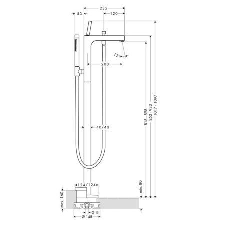 AX Citterio Смеситель для ванны , цвет шлифованная медь, артикул 39451950