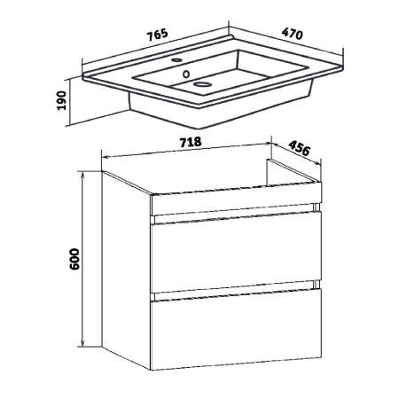 Тумба Runo Манхэттен 75 подвесная белая под умывальник 00-00001022 (Оскар 75) (00-00001047), артикул 00-00001047