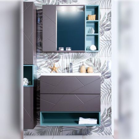 Комплект мебели для ванной Бриклаер КРИСТАЛЛ 80ZSN, графит/муссон, артикул КРИСТАЛЛ 80ZSN
