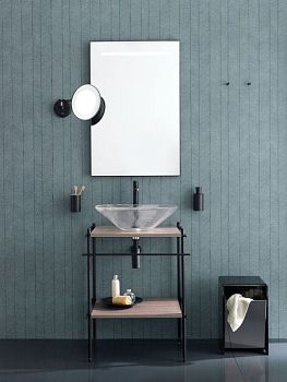 Stil Haus Hashi, настенная металлическая консоль с деревянной полкой, цвет черный матовый