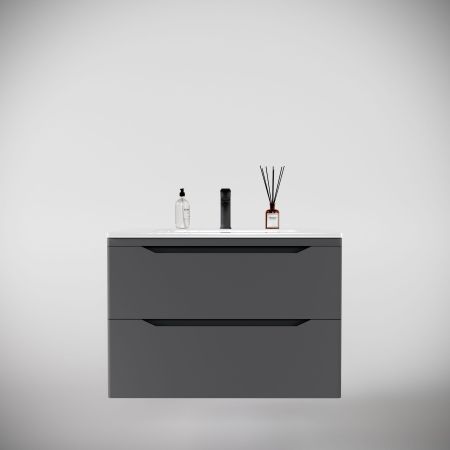 Тумба подвесная "Марелла 80" (2 ящ.) Люкс антискрейтч серый, PLUS, артикул СС-00002412