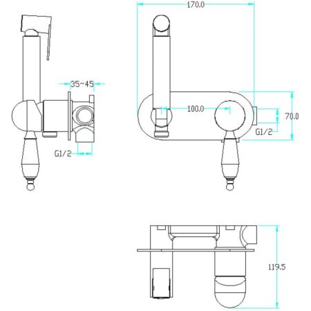 Гигиеническая лейка со смесителем MEDICI 424, артикул 424