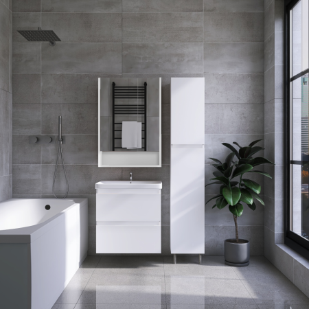 Зеркальный Шкаф VIANT  "Мальта" 60 правый/левый без света белый 134х600х850 (VMAL60BEL-ZSH), артикул VMAL60BEL-ZSH