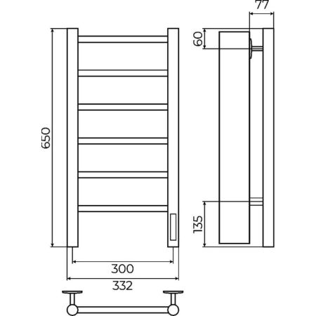 Полотенцесушитель электрический Terminus Аврора П6 30х65, артикул 4670078541826