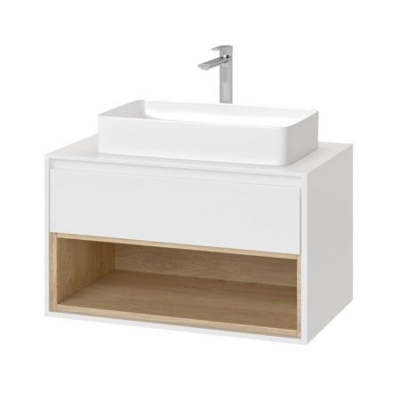 Тумба под накладную раковину EXCELLENT Tuto 80 см (белый/дуб), 1 ящик, артикул MLEX.0102.800.WHBL