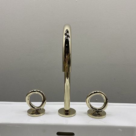 THG Collection O Смеситель для раковины, 3 отв., цвет: Soft gold