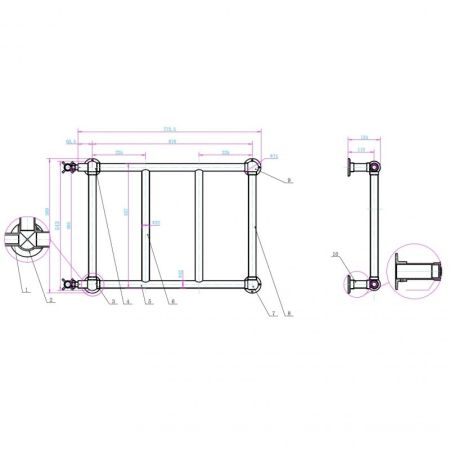 Полотенцесушитель водяной 750x500mm Palazzo, бронза